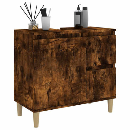 vidaXL Badschrank Räuchereiche 65x33x60 cm Holzwerkstoff