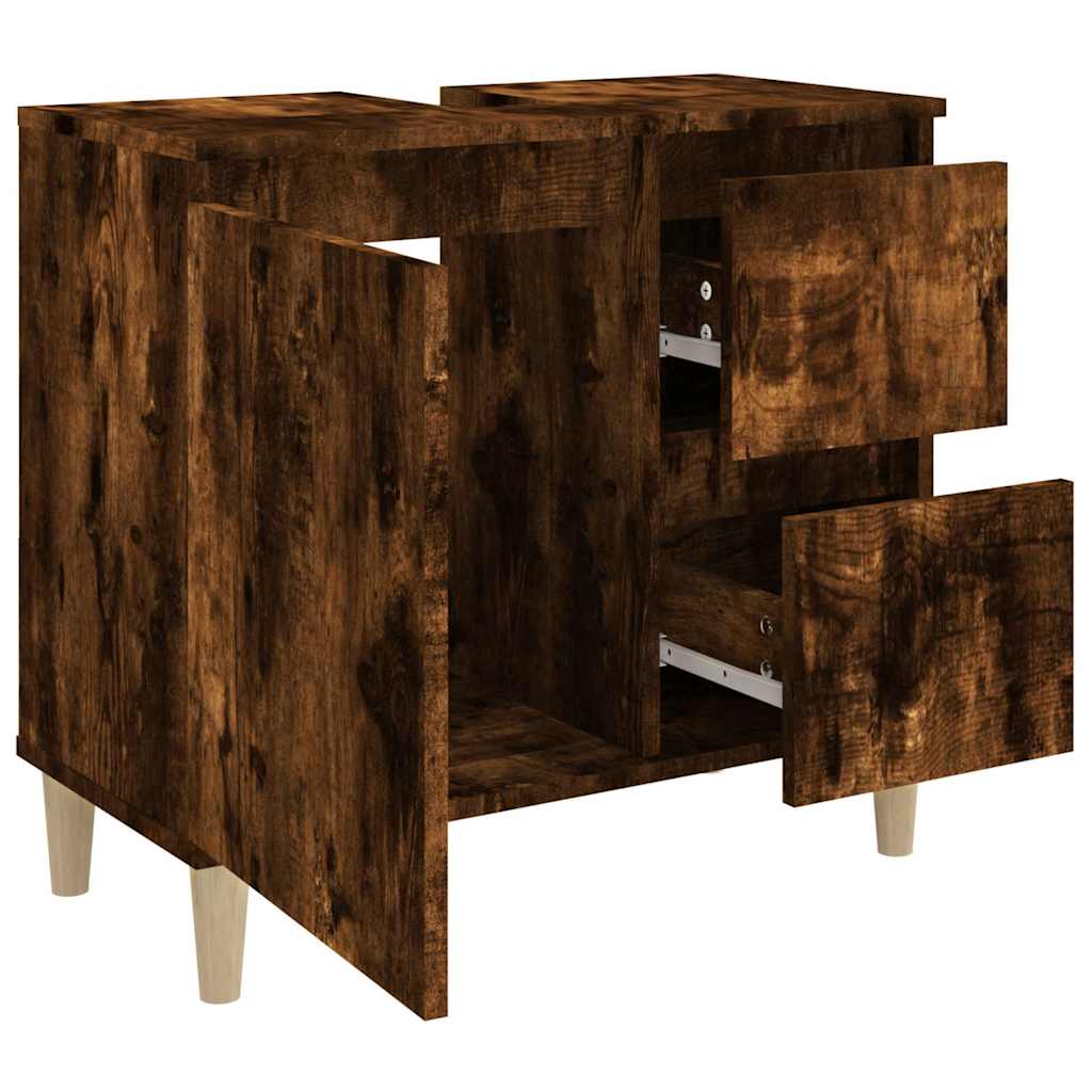 vidaXL Badschrank Räuchereiche 65x33x60 cm Holzwerkstoff
