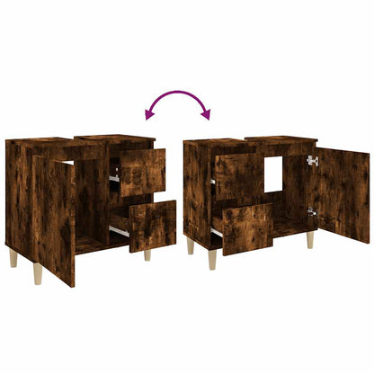 vidaXL Badschrank Räuchereiche 65x33x60 cm Holzwerkstoff