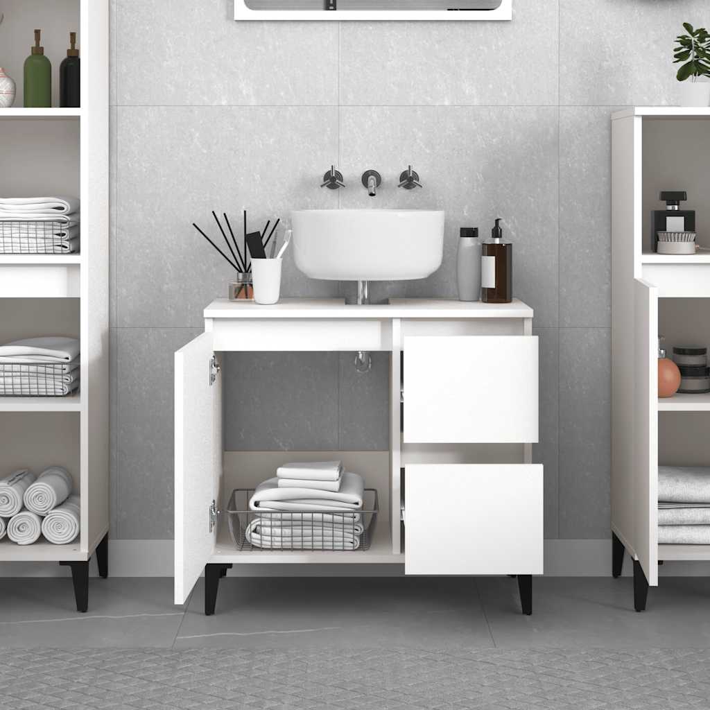 vidaXL Badschrank Weiß 65x33x60 cm Holzwerkstoff