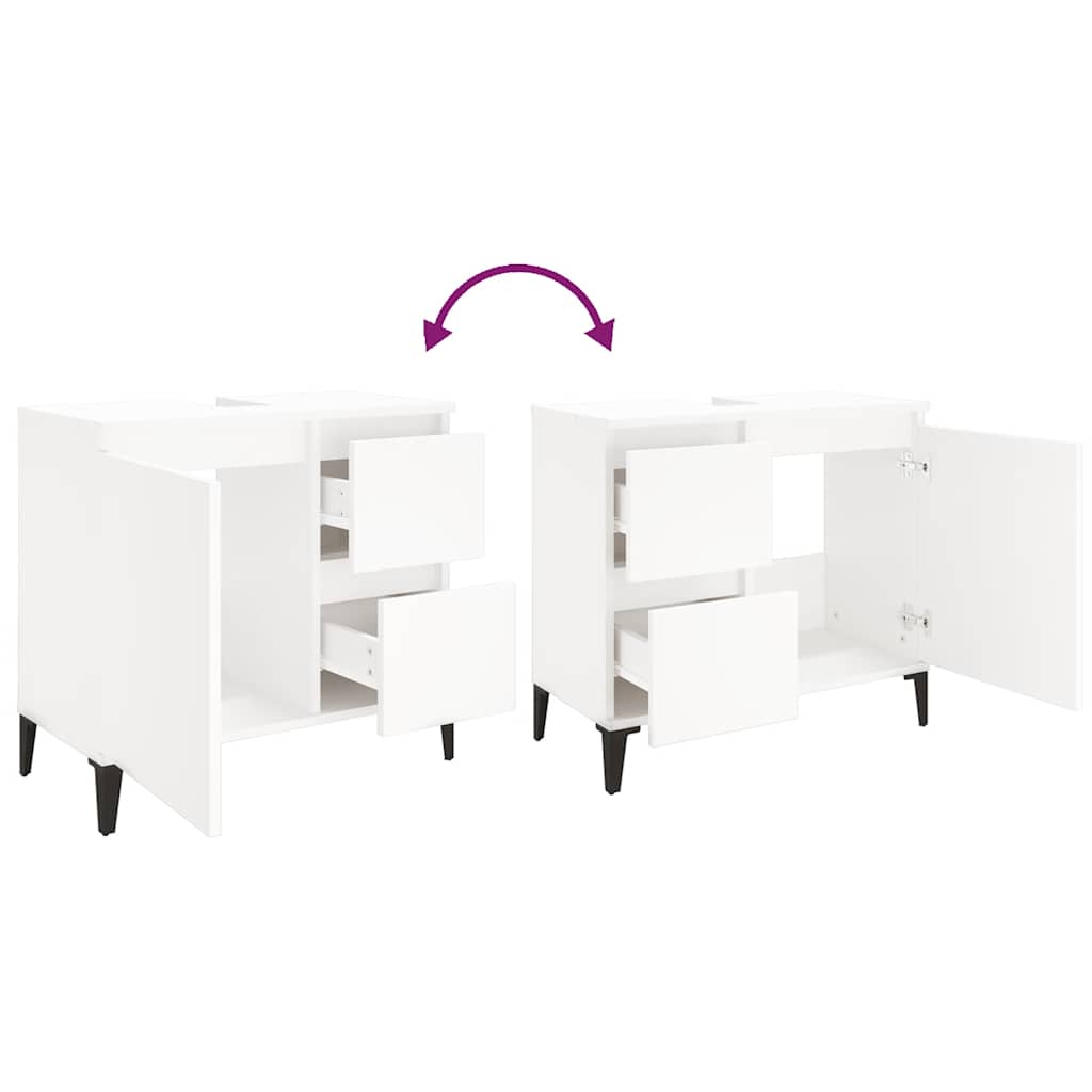 vidaXL Badschrank Weiß 65x33x60 cm Holzwerkstoff
