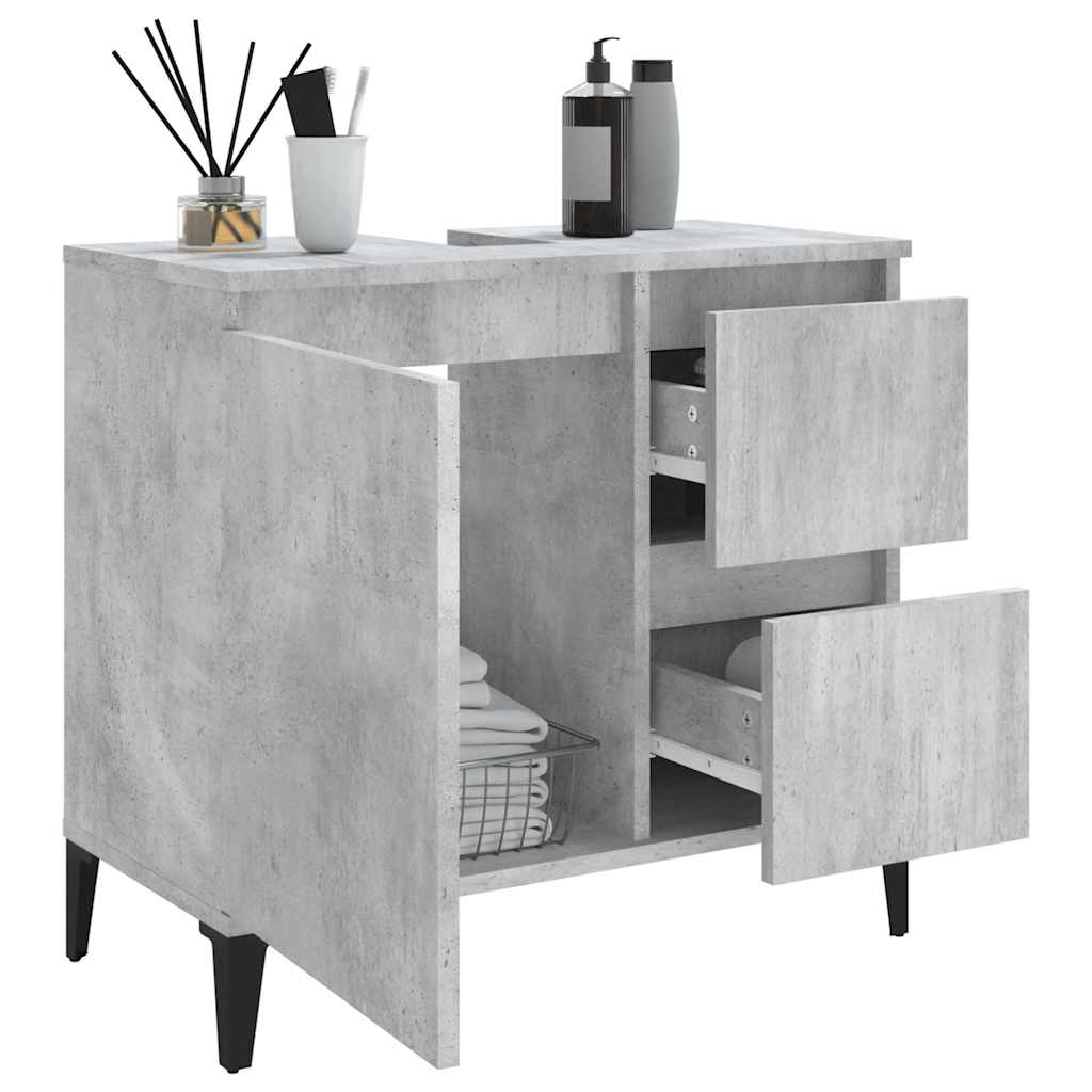 vidaXL Badschrank Betongrau 65x33x60 cm Holzwerkstoff