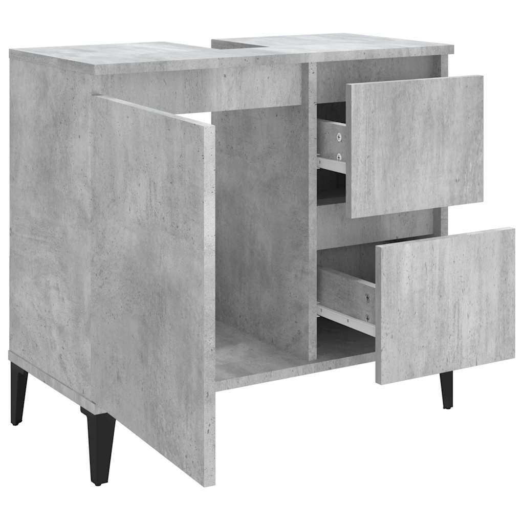 vidaXL Badschrank Betongrau 65x33x60 cm Holzwerkstoff