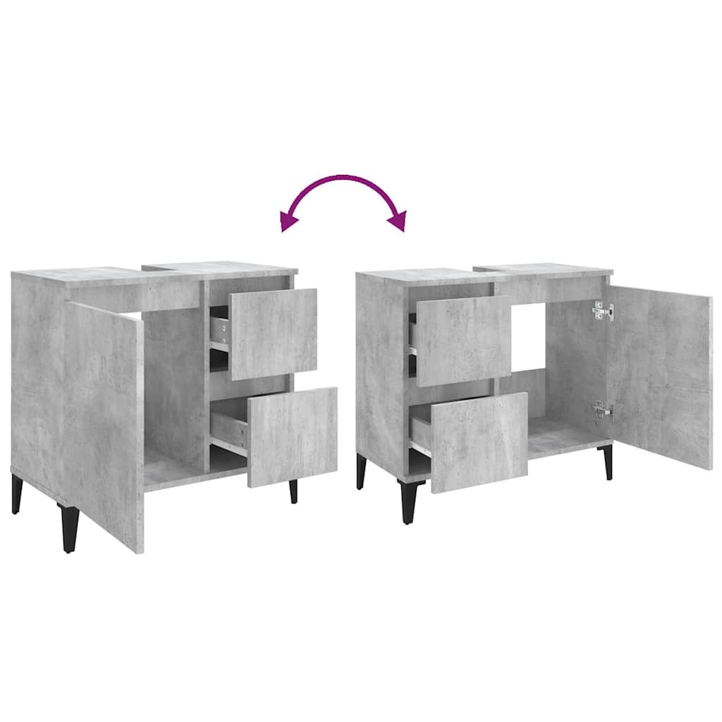 vidaXL Badschrank Betongrau 65x33x60 cm Holzwerkstoff