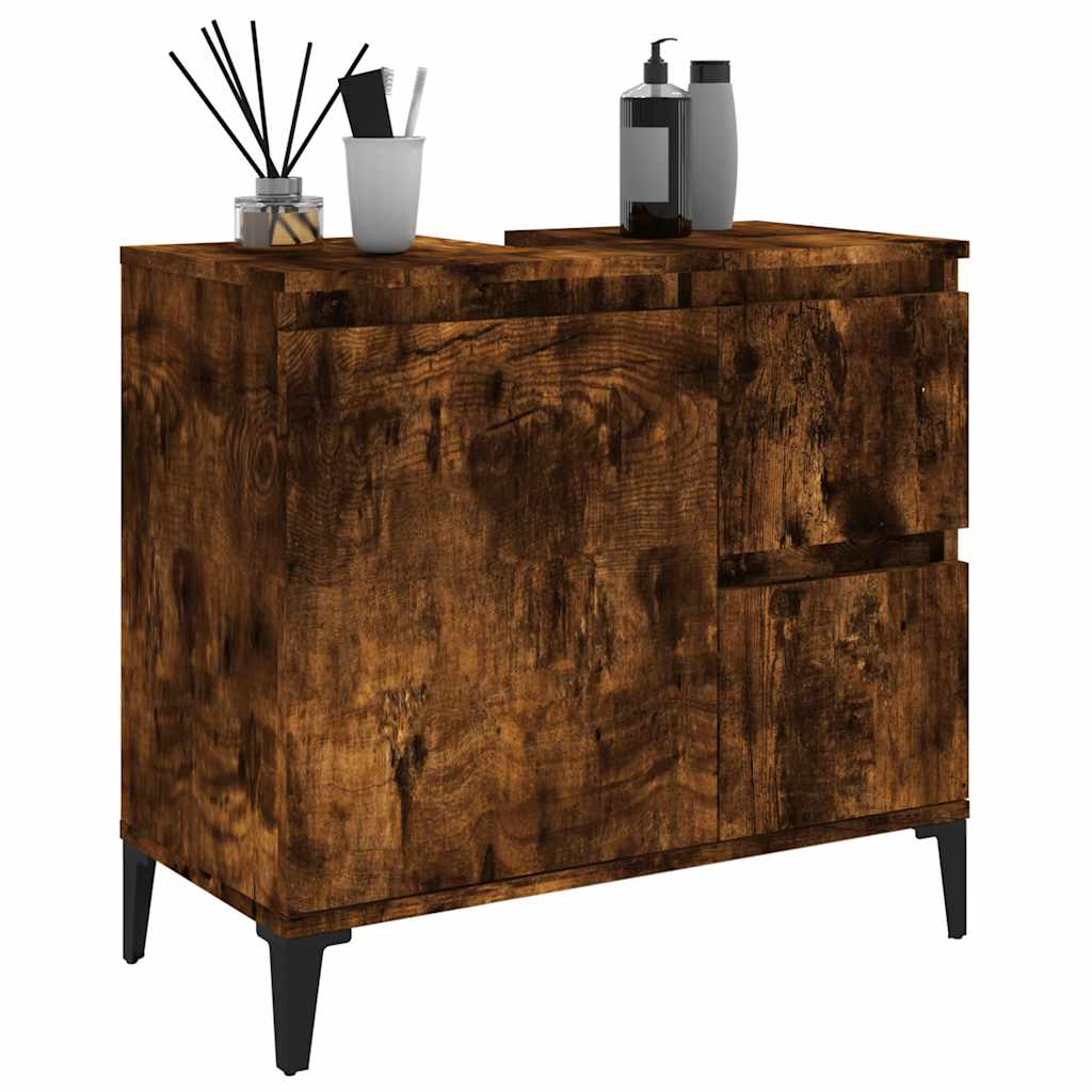 vidaXL Badschrank Räuchereiche 65x33x60 cm Holzwerkstoff