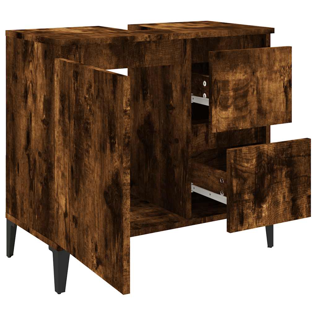 vidaXL Badschrank Räuchereiche 65x33x60 cm Holzwerkstoff