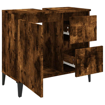 vidaXL Badschrank Räuchereiche 65x33x60 cm Holzwerkstoff