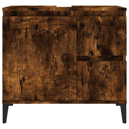vidaXL Badschrank Räuchereiche 65x33x60 cm Holzwerkstoff