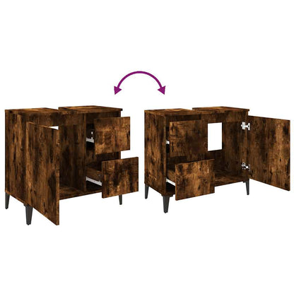 vidaXL Badschrank Räuchereiche 65x33x60 cm Holzwerkstoff