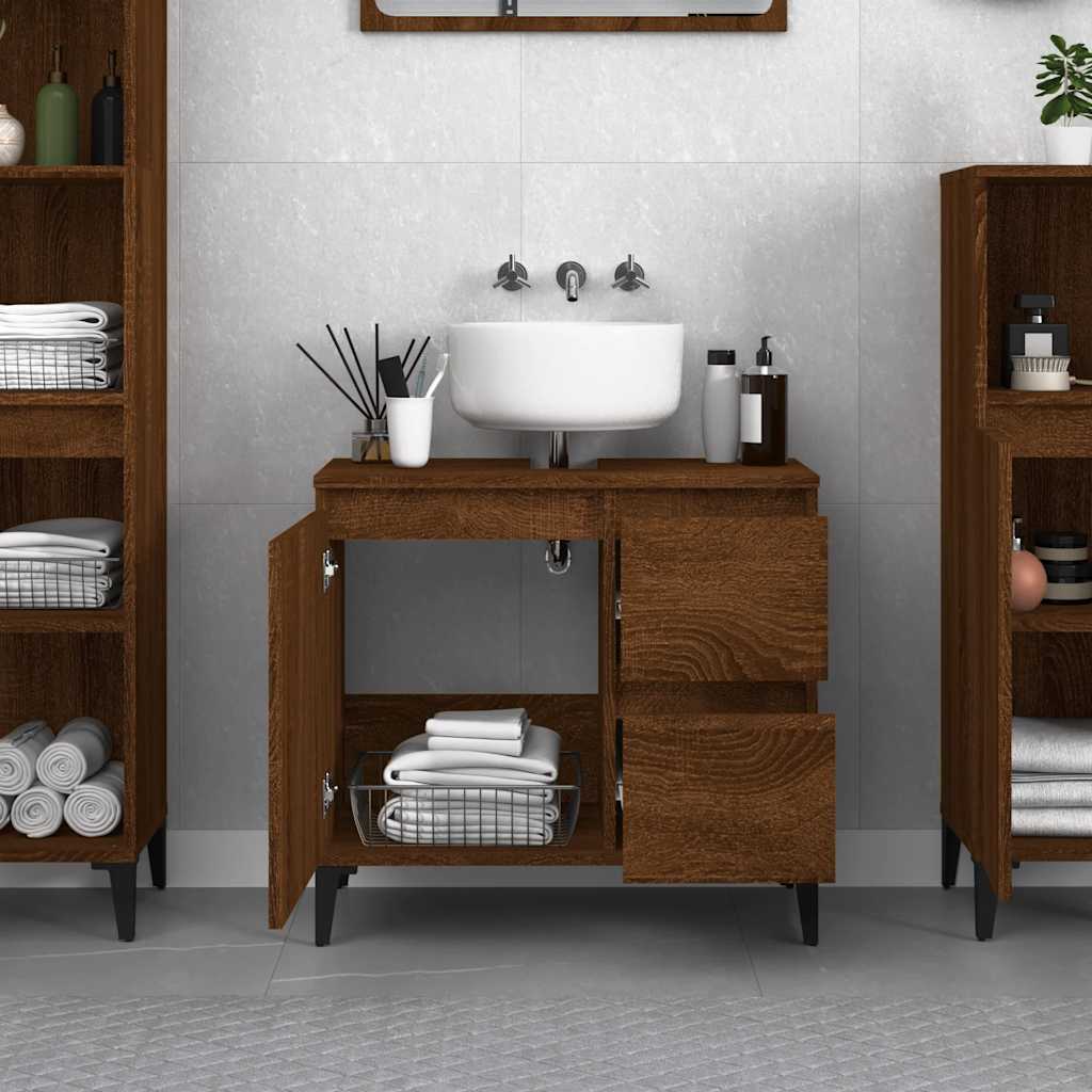 vidaXL Badschrank Braun Eichen-Optik 65x33x60 cm Holzwerkstoff