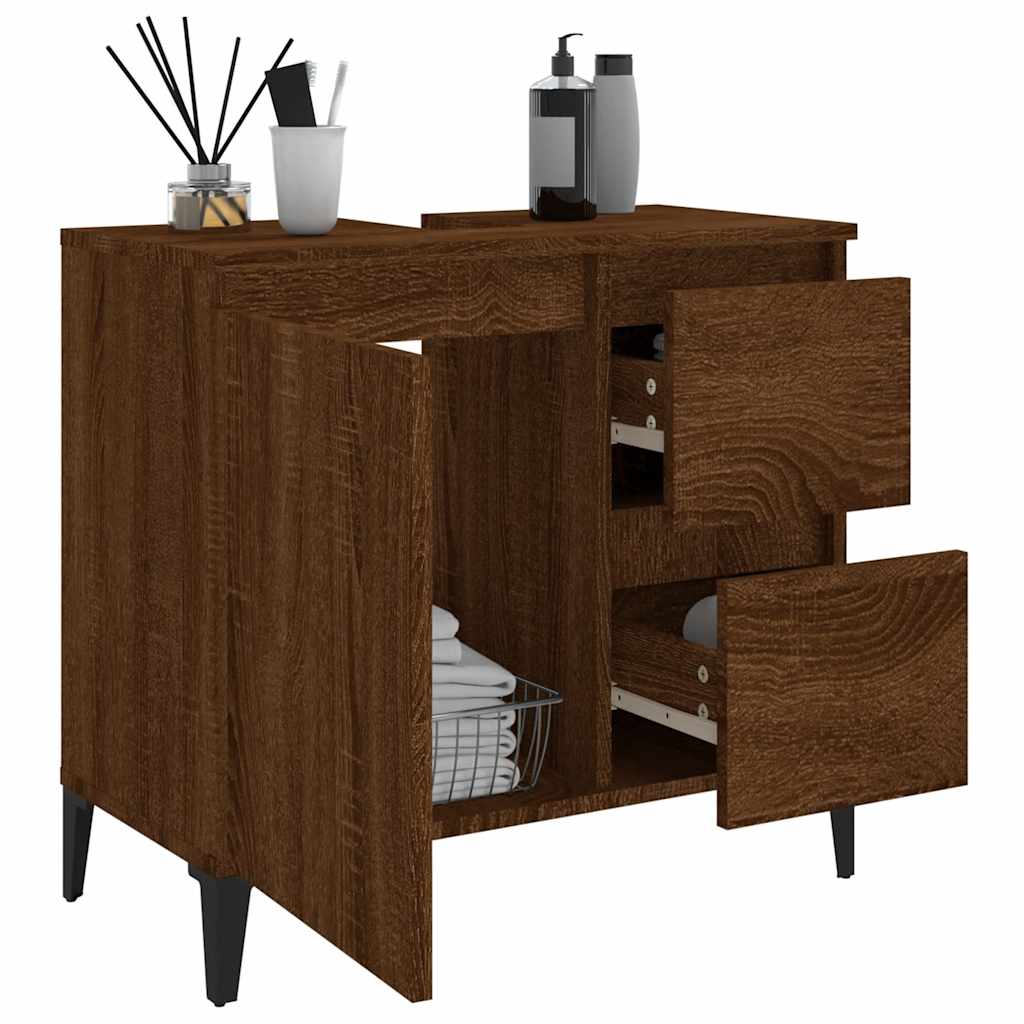 vidaXL Badschrank Braun Eichen-Optik 65x33x60 cm Holzwerkstoff