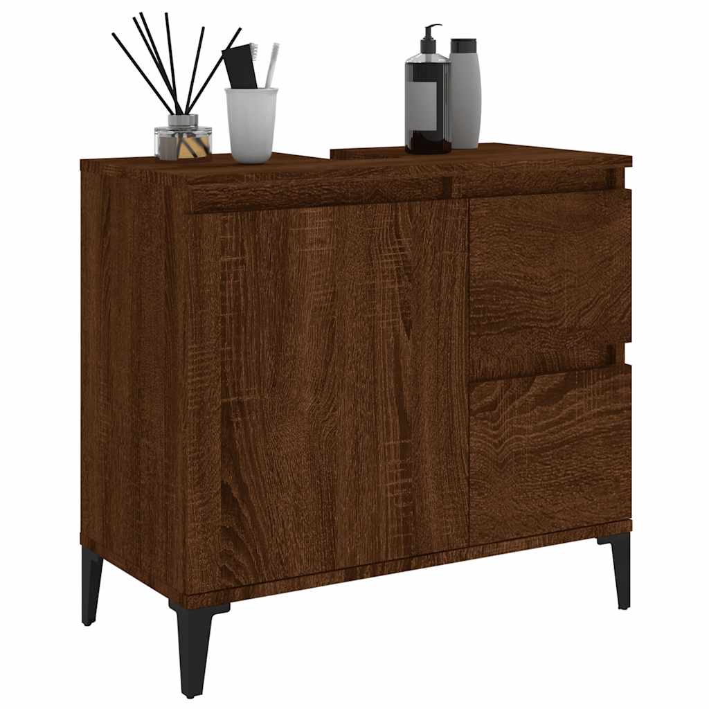 vidaXL Badschrank Braun Eichen-Optik 65x33x60 cm Holzwerkstoff