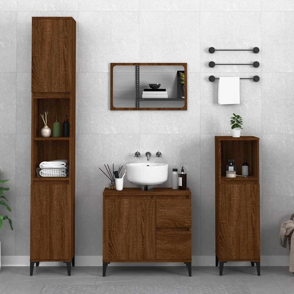 vidaXL Badschrank Braun Eichen-Optik 65x33x60 cm Holzwerkstoff