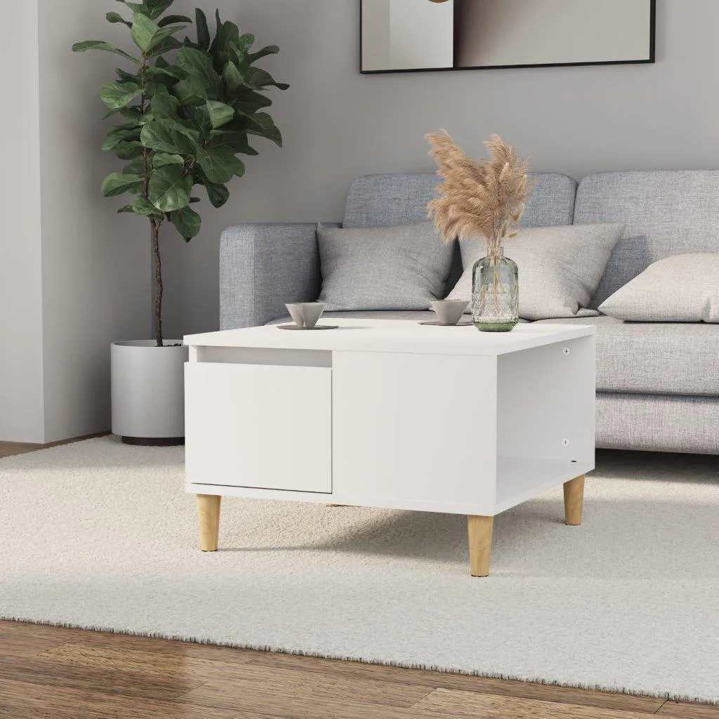 vidaXL Table basse Blanc 55x55x36,5 cm Bois d'ingénierie