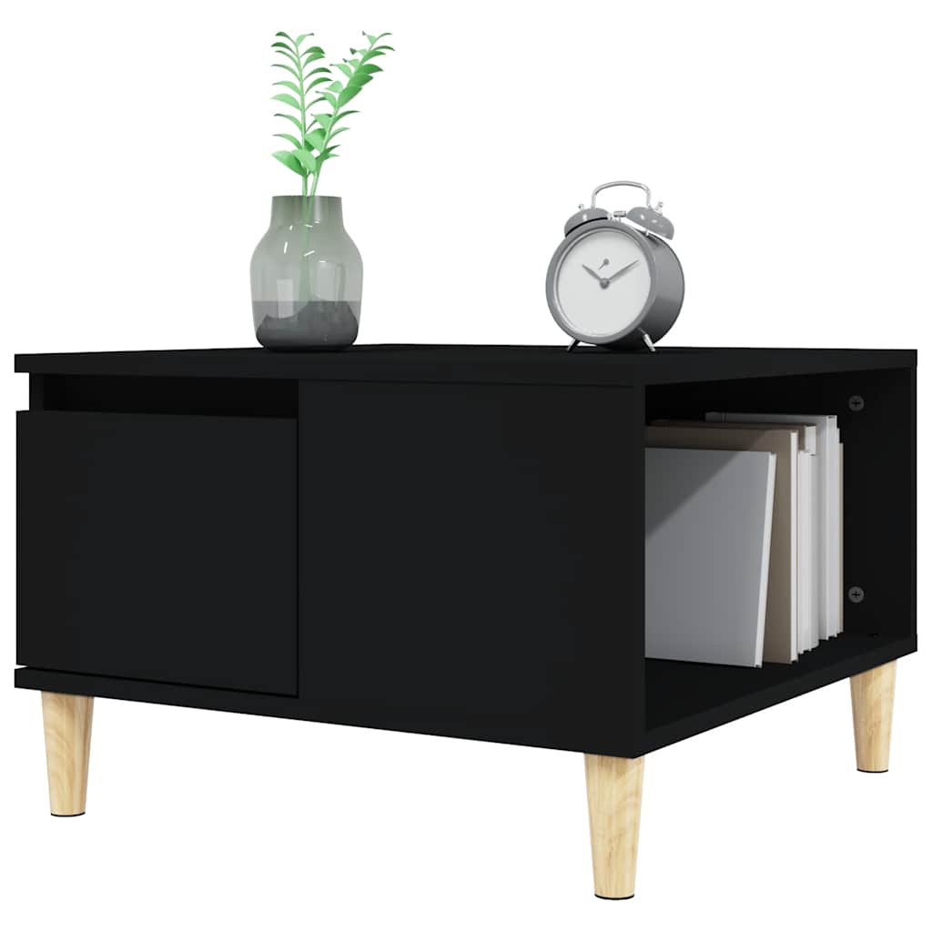 vidaXL Table basse noire 55x55x36,5 cm, bois d'ingénierie