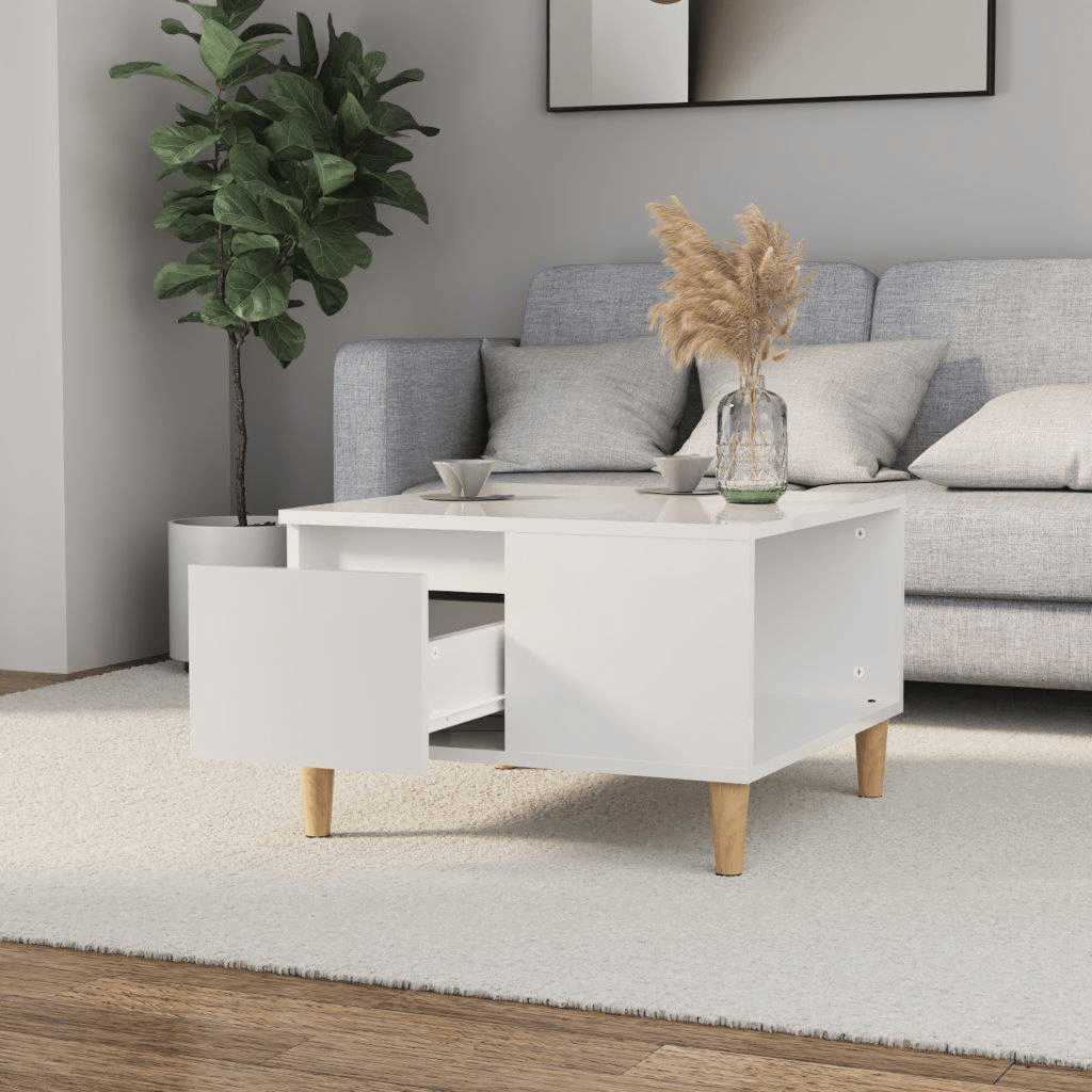 vidaXL Table basse blanc brillant 55x55x36,5 cm Bois d'ingénierie