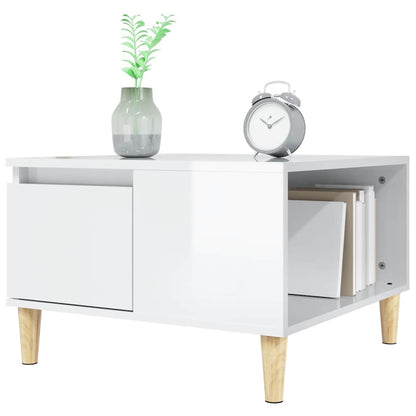 vidaXL Table basse blanc brillant 55x55x36,5 cm Bois d'ingénierie