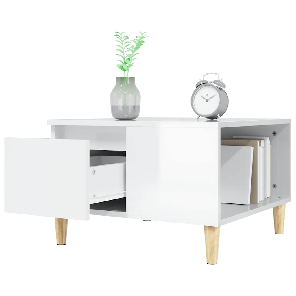 vidaXL Table basse blanc brillant 55x55x36,5 cm Bois d'ingénierie