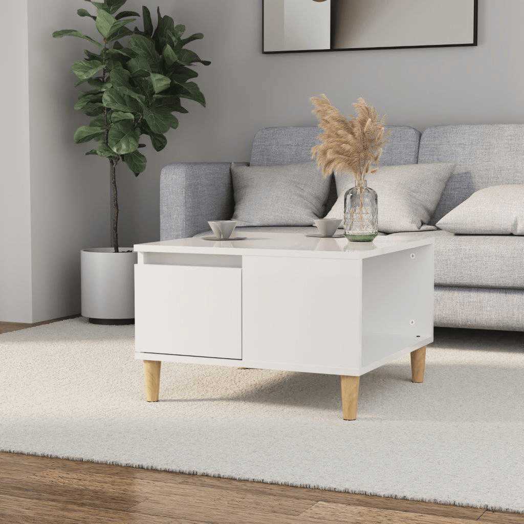 vidaXL Table basse blanc brillant 55x55x36,5 cm Bois d'ingénierie