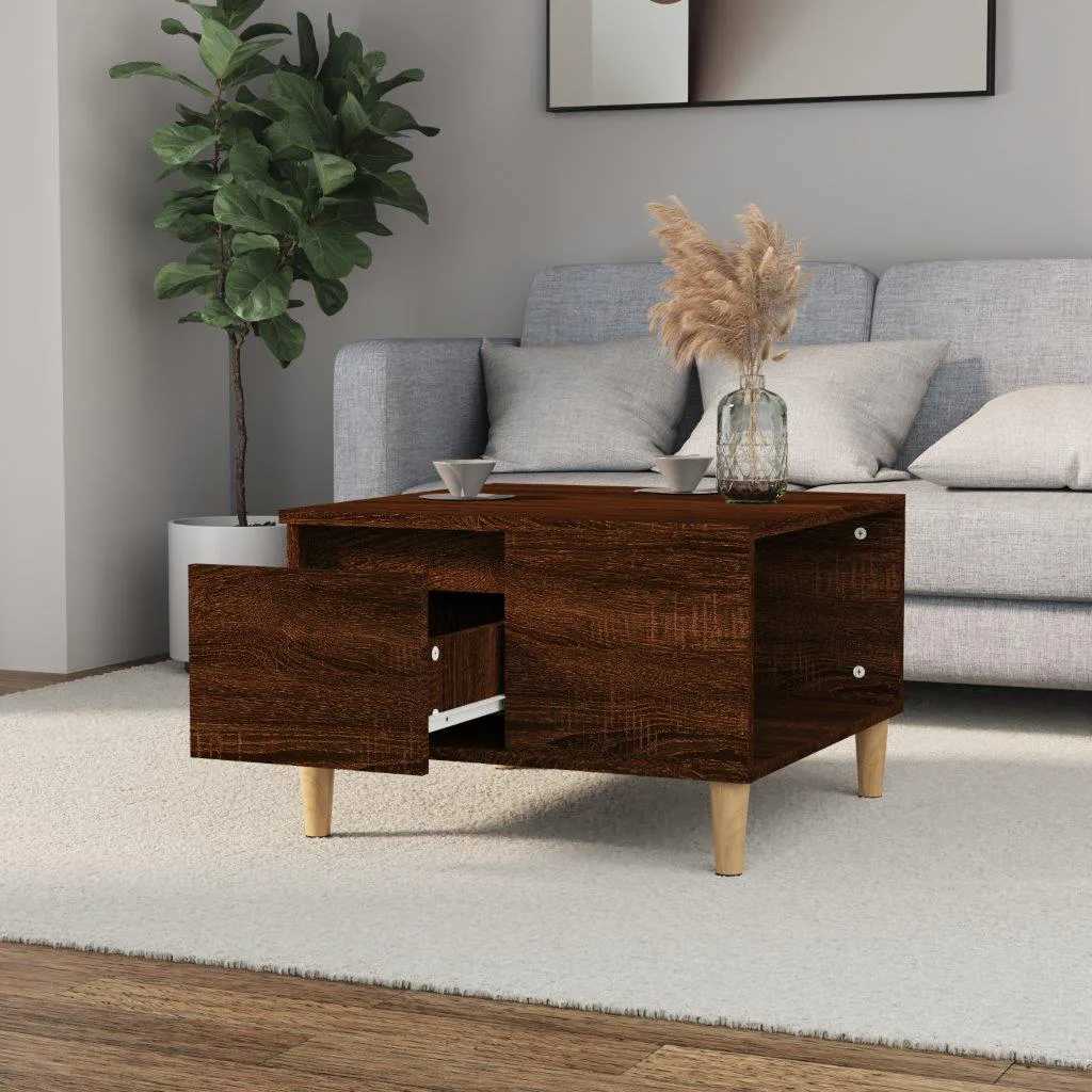 vidaXL Table basse brun aspect chêne 55x55x36,5 cm bois d'ingénierie