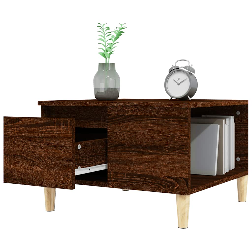 vidaXL Table basse brun aspect chêne 55x55x36,5 cm bois d'ingénierie