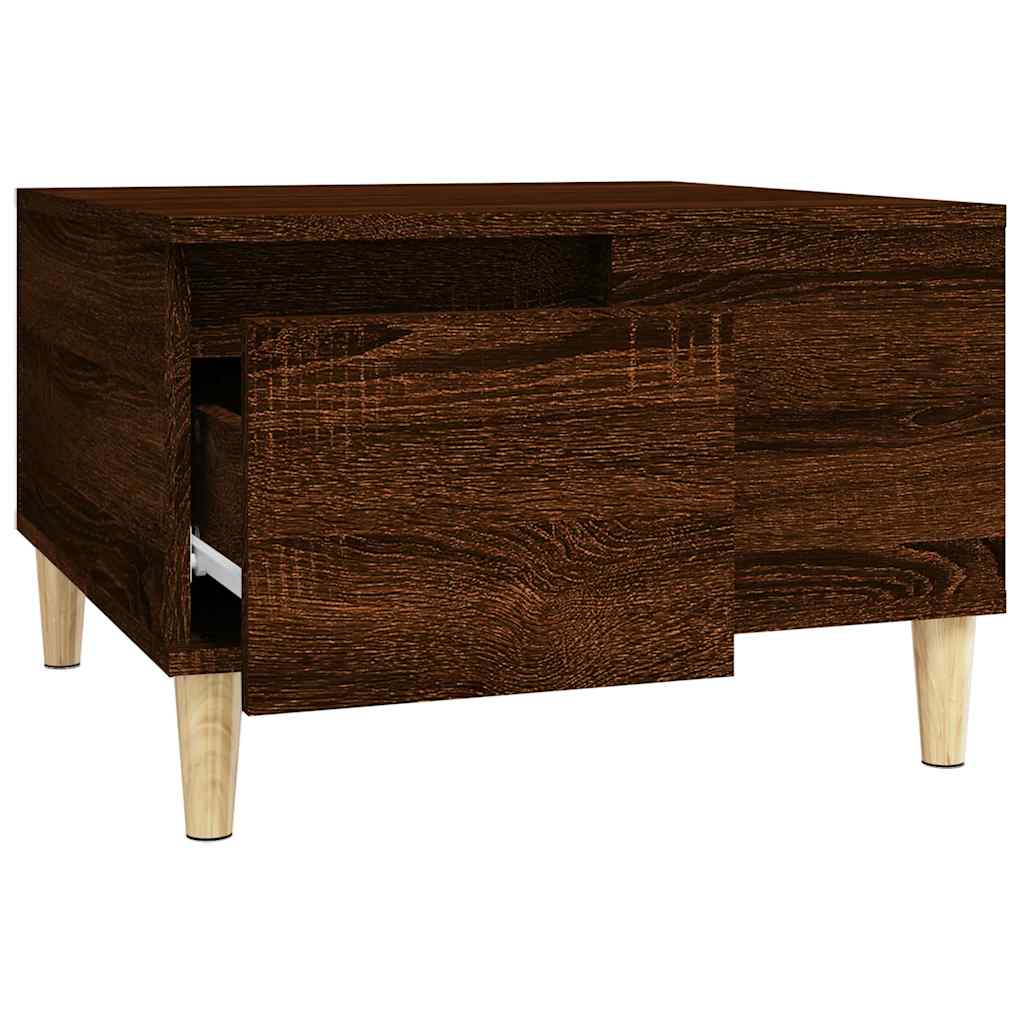 vidaXL Table basse brun aspect chêne 55x55x36,5 cm bois d'ingénierie