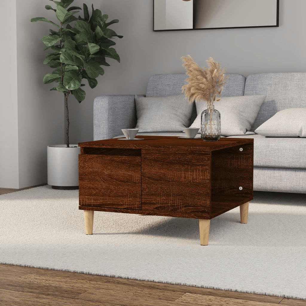 vidaXL Table basse brun aspect chêne 55x55x36,5 cm bois d'ingénierie