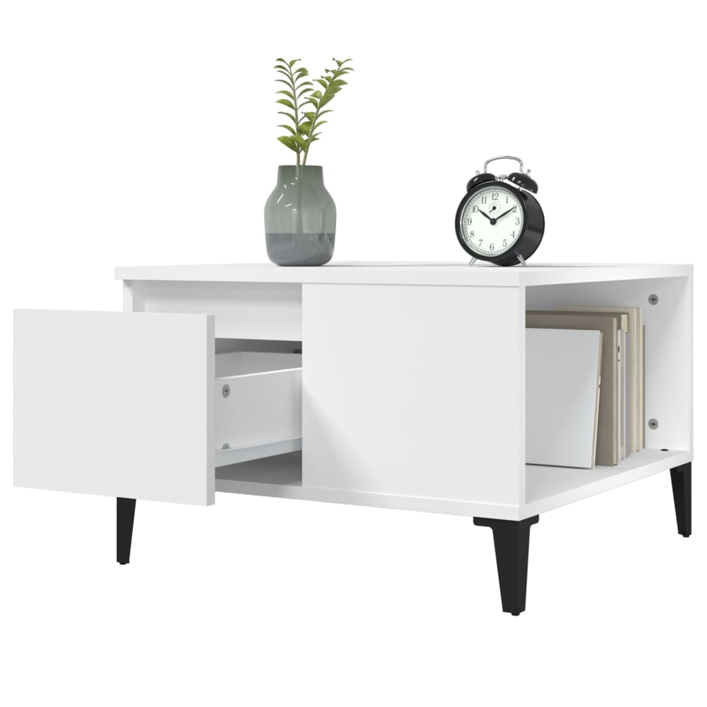 vidaXL Table basse blanche 55x55x36,5 cm Aggloméré