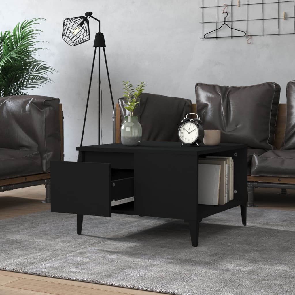 vidaXL Table basse noire 55x55x36,5 cm, bois d'ingénierie