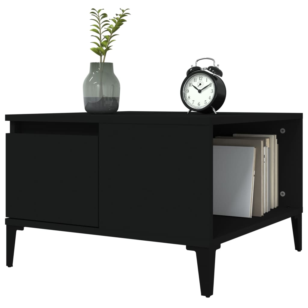 vidaXL Table basse noire 55x55x36,5 cm, bois d'ingénierie