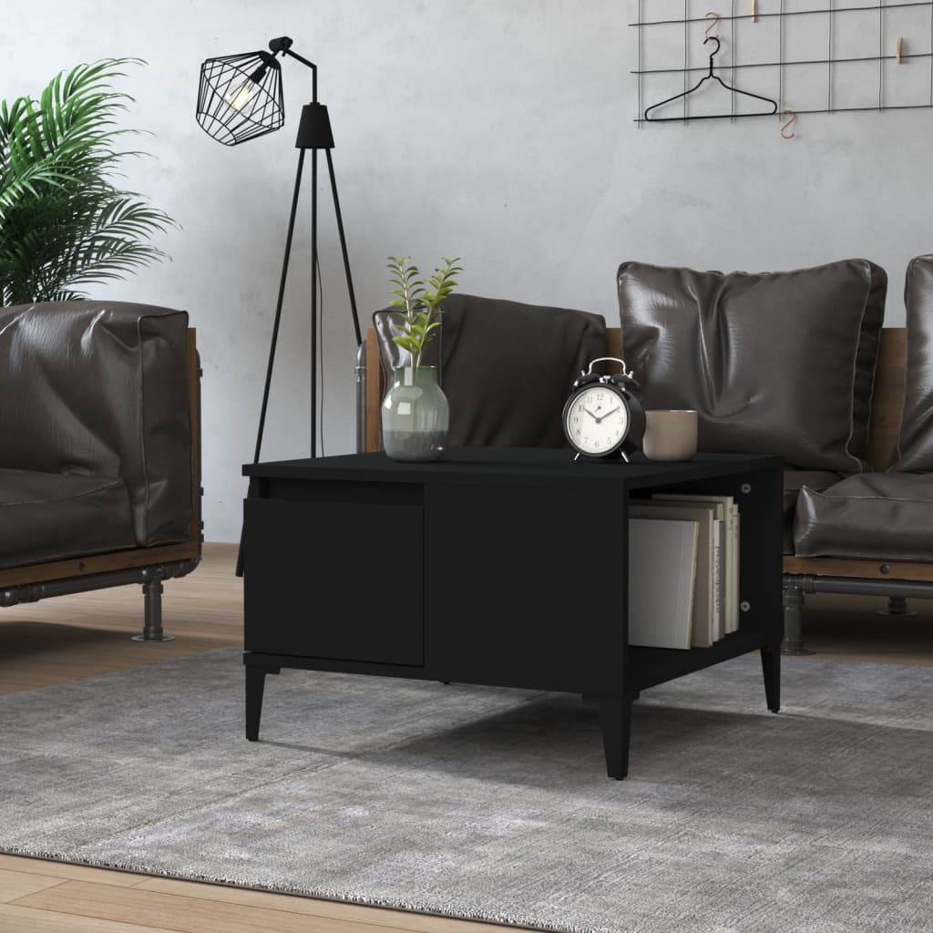 vidaXL Table basse noire 55x55x36,5 cm, bois d'ingénierie
