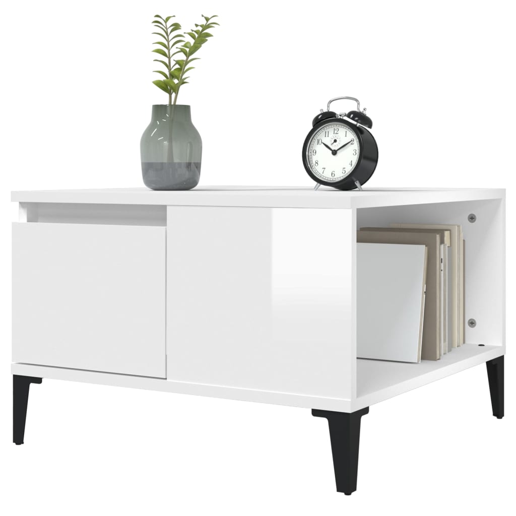 vidaXL Table basse blanc brillant 55x55x36,5 cm Bois d'ingénierie