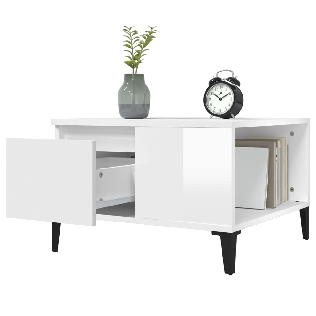vidaXL Table basse blanc brillant 55x55x36,5 cm Bois d'ingénierie