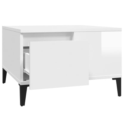 vidaXL Table basse blanc brillant 55x55x36,5 cm Bois d'ingénierie