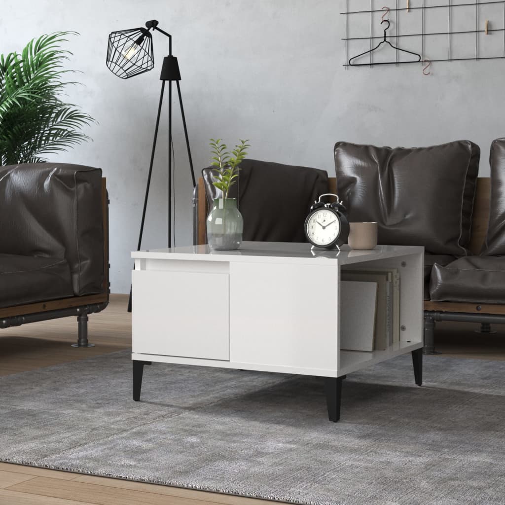 vidaXL Table basse blanc brillant 55x55x36,5 cm Bois d'ingénierie