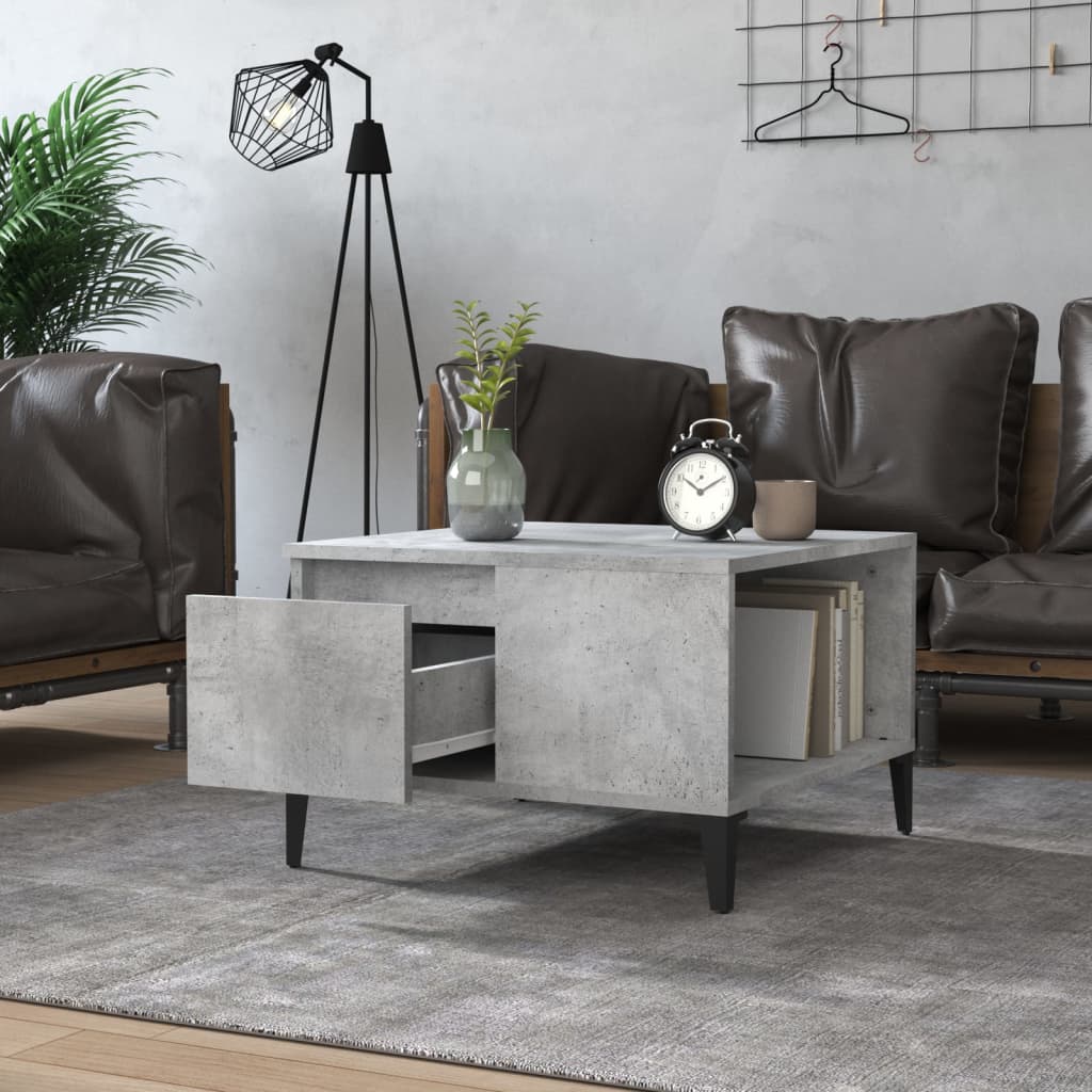vidaXL Table basse gris béton 55x55x36,5 cm Bois d'ingénierie