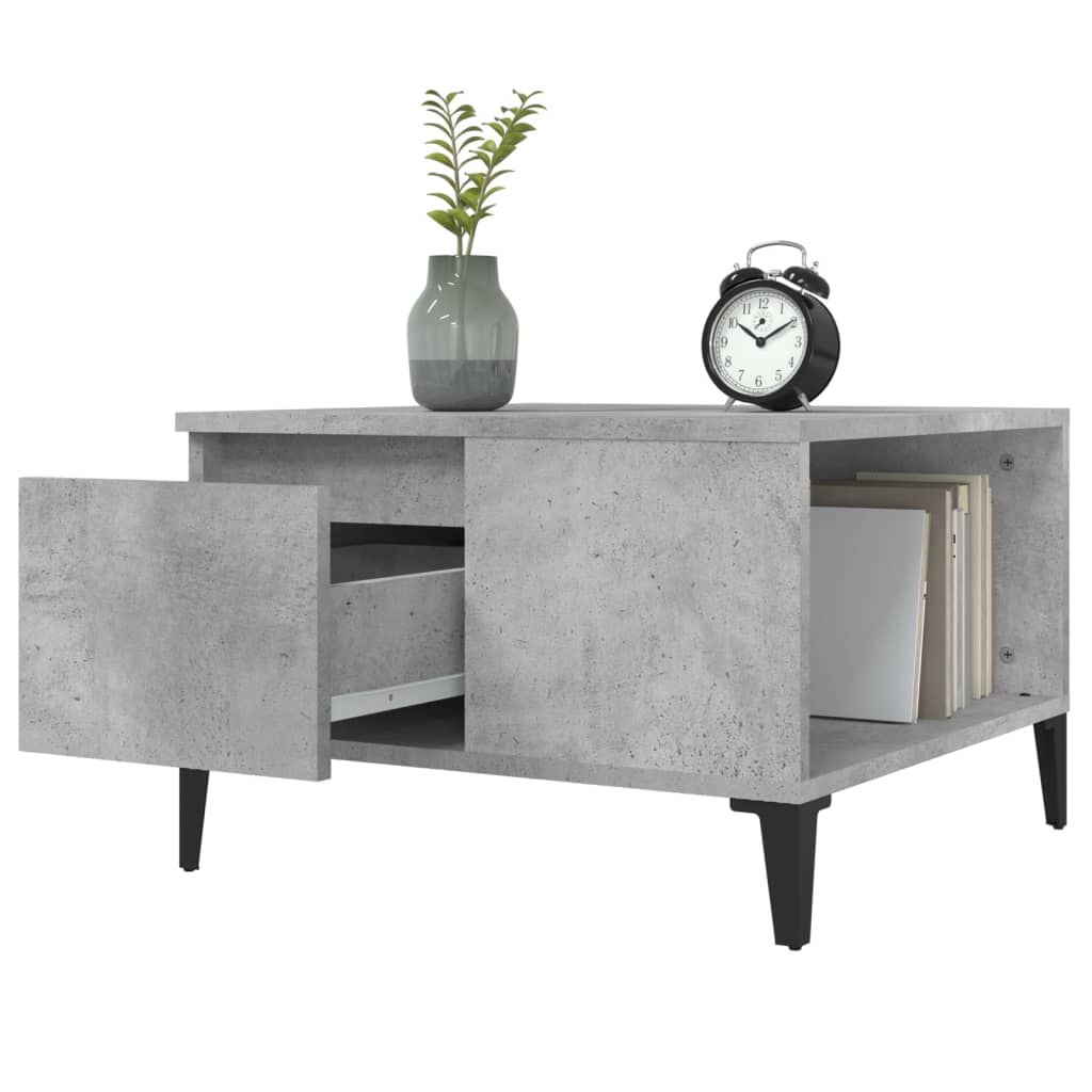 vidaXL Table basse gris béton 55x55x36,5 cm Bois d'ingénierie