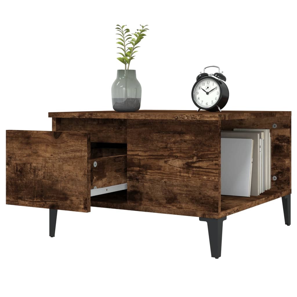 vidaXL Table basse chêne fumé 55x55x36,5 cm bois d'ingénierie