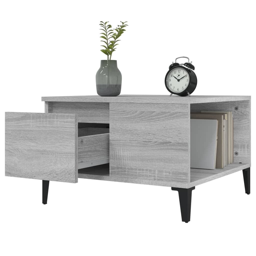 vidaXL Table basse gris Sonoma 55x55x36,5 cm en bois d'ingénierie