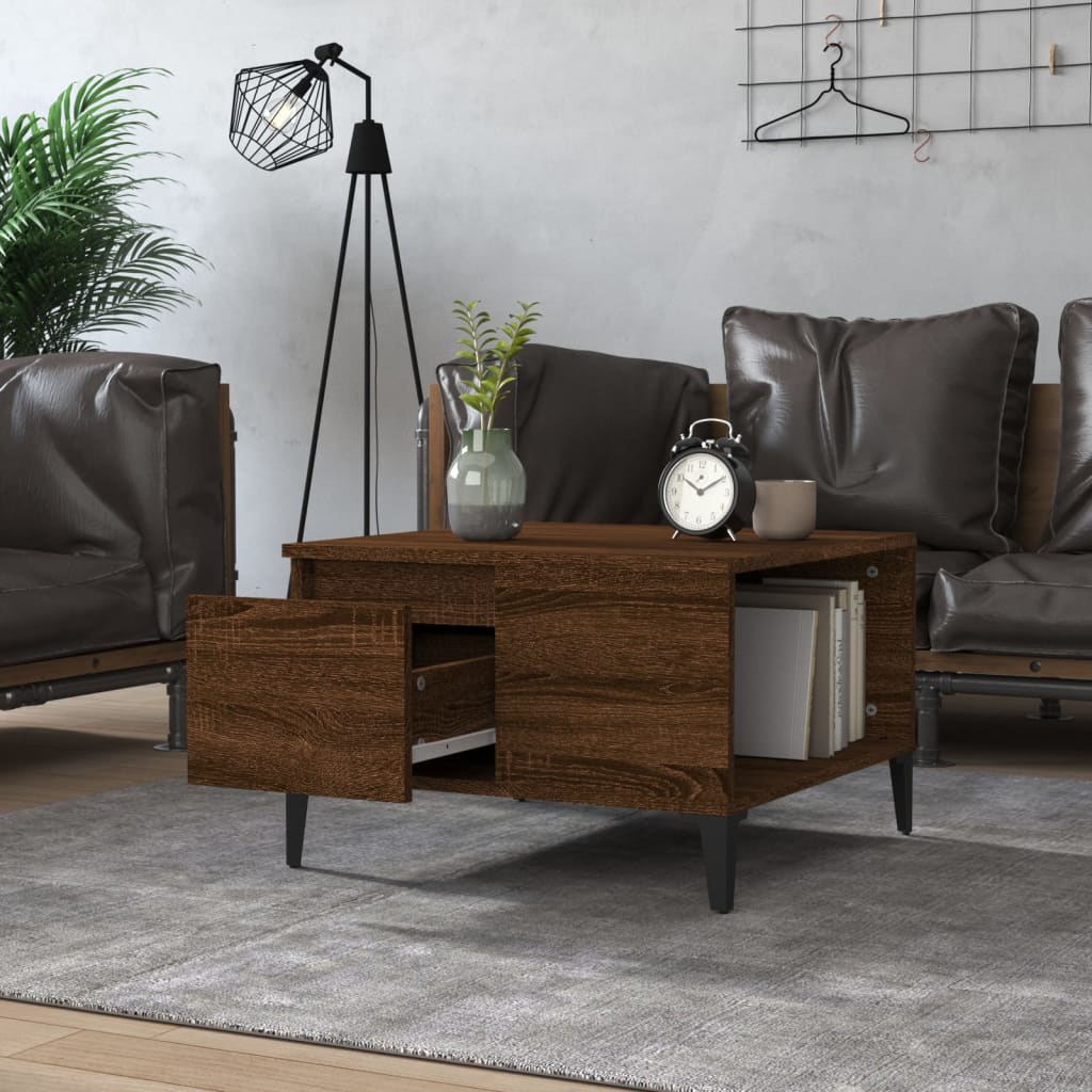 vidaXL Table basse brun aspect chêne 55x55x36,5 cm bois d'ingénierie