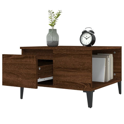 vidaXL Table basse brun aspect chêne 55x55x36,5 cm bois d'ingénierie