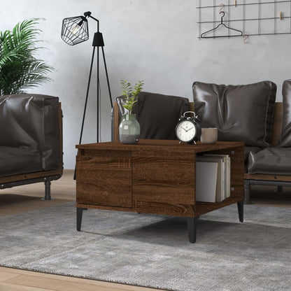 vidaXL Table basse brun aspect chêne 55x55x36,5 cm bois d'ingénierie