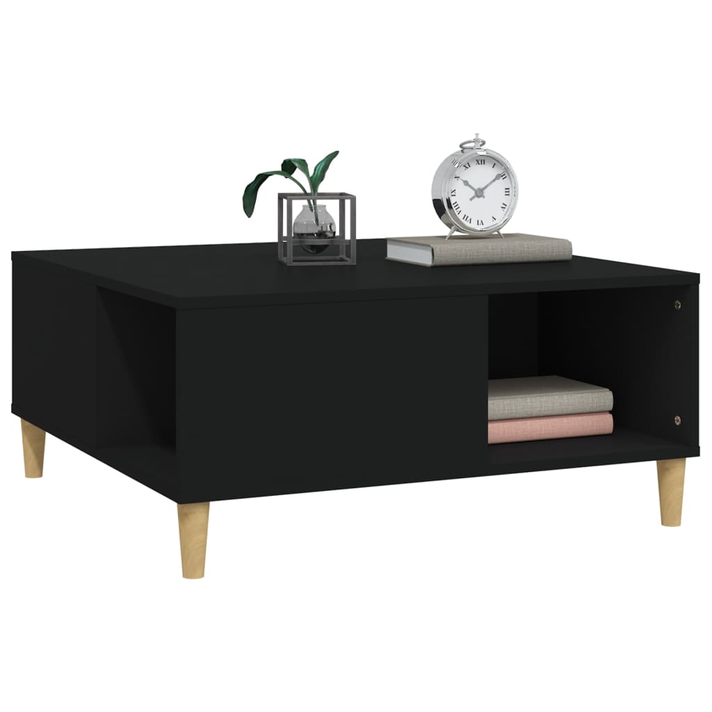 vidaXL Table basse noire 80x80x36,5 cm en bois d'ingénierie