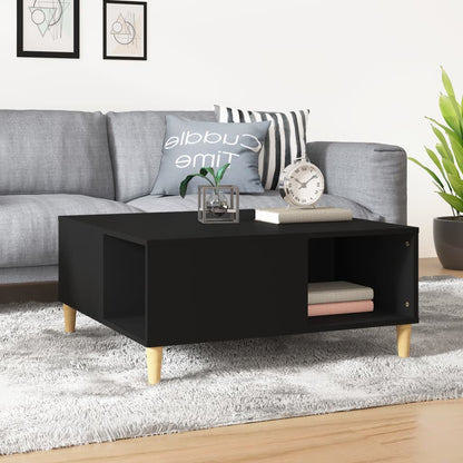 vidaXL Table basse noire 80x80x36,5 cm en bois d'ingénierie