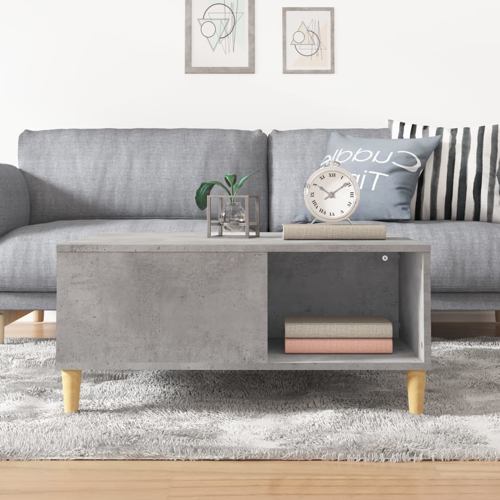 vidaXL Table basse gris béton 80x80x36,5 cm Aggloméré