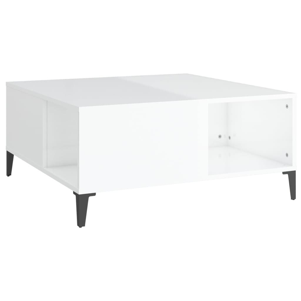 vidaXL Table basse blanc brillant 80x80x36,5 cm Aggloméré