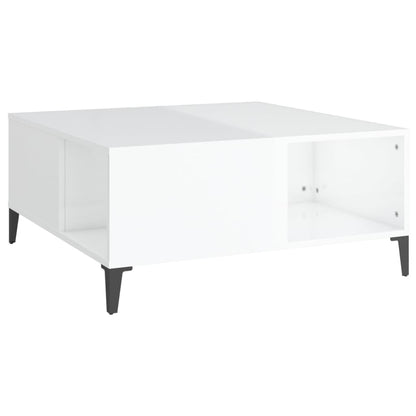 vidaXL Table basse blanc brillant 80x80x36,5 cm Aggloméré