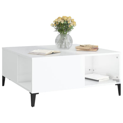 vidaXL Table basse blanc brillant 80x80x36,5 cm Aggloméré
