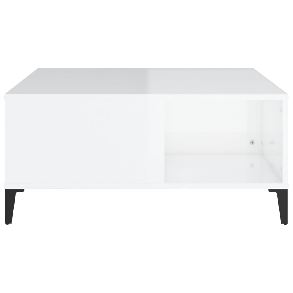vidaXL Table basse blanc brillant 80x80x36,5 cm Aggloméré