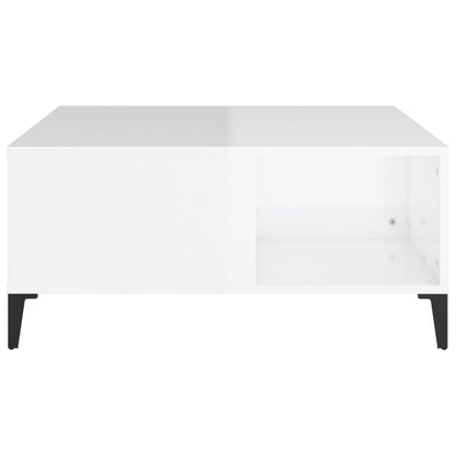 vidaXL Table basse blanc brillant 80x80x36,5 cm Aggloméré